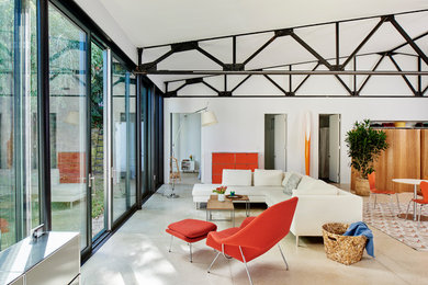 Inspiration for a contemporary family room remodel in Boston