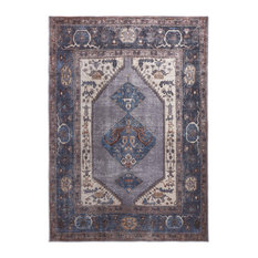 Feizy 39AKFBLU Percy Machine Made Blue / Brown Area Rug - 4' X 6' Rectangle