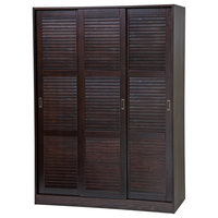 100% Solid Wood 3-Sliding Door Armoire, Java