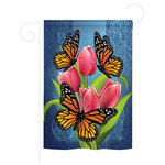 Breeze Decor - Monarch Butterflies 13"x18.5" Usa-Produced Home Decor Flag - Flags are manufactured in the USA, with Licensing from American Companies and sold by American Vendors Only. Beware of Counterfeit Items from Overseas. Designed to hang vertically from an outdoor pole or inside as wall decor, Pro-Guard sublimation flag measures 28"x 40" with a 3" Pole sleeve. Read both Sides. Poles and hardware are NOT INCLUDED.