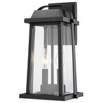 Z-Lite - Millworks 2 Light Outdoor Wall Light, Black - Enjoy the classic aura of this two-light lantern wall sconce. Beautiful in black, the sconce features clear beveled glass and an updated lantern silhouette that ensures timeless flair in transitional or contemporary patio or porch decor.