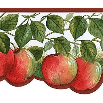 Wallpaper Border Apples Leaves Red Green White 6.75"x15'