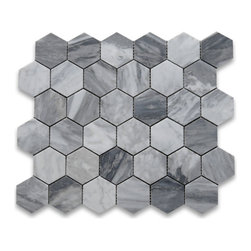 Stone Center Online - Bardiglio Gray Dark Grey Marble 2 inch Hexagon Mosaic Tile Honed, 1 sheet - Mosaic Tile