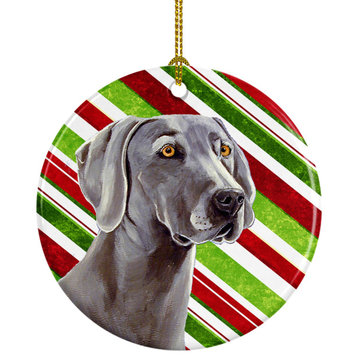 Lh9251-Co1 Weimaraner Candy Cane Holiday Christmas Ceramic Ornament