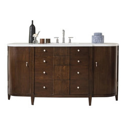 68 inch Single Sink Bathroom Vanity Warm Espresso Finish Fall Solid Surface Top - Bathroom Vanities And Sink Consoles