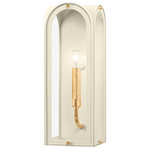 Hudson Valley Lighting - Lincroft 1 Light Wall Sconce - Lincroft takes a traditional lantern design and reimagines it with on-trend arches and curved lines. Globe candlesticks with graceful, sloped arms rest within an elegant, arched framework in an earthy soft sand finish. Vintage Gold Leaf metalwork, accents and chain detailing complete the soothing, luxurious look.
