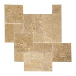 Walnut Brushed & Chiseled Travertine Tiles - Wall And Floor Tile