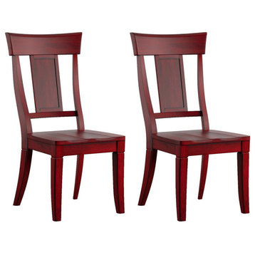 Arbor Hill Panel Back Wood Dining Chair, Set of 2, Berry Red