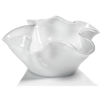 Vellerti 6"Tall Wave Glass Bowl, White