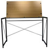 Wood Home Office Folding Table with Metal Support Braces in Brown and Black