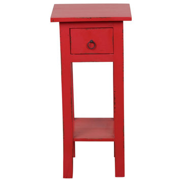 Sunset Trading Cottage Narrow Side Table, Distressed, Antique Red