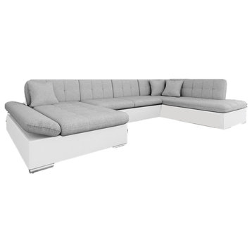 CARMINE Sectional Sleeper Sofa,  White/Grey, Left Facing