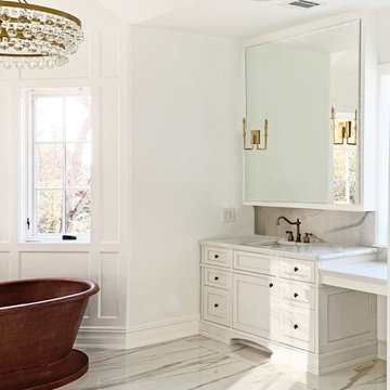 Transitional White Vanities in Saddle River, NJ.