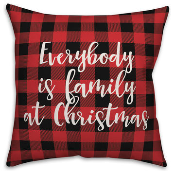Everybody Is Family At Christmas, Buffalo Check Plaid 18x18 Throw Pillow Cover