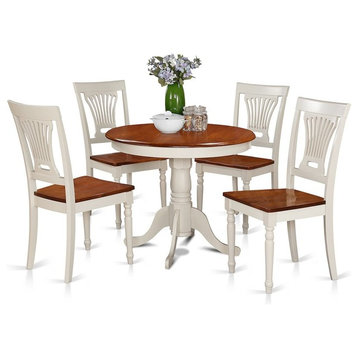 5-Piece Kitchen Table Set, Small Table Plus 4 Dining Chairs, Buttermilk