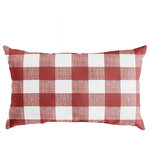 Mozaic Company - Stewart Red Buffalo Plaid XL Lumbar Pillow, 16x26 - This wide checkered, white and red buffalo plaid pattern will add the perfect traditional accent to your d��_cor. Use this oversized outdoor lumbar pillow as a way to enhance the decorative quality of any seating area. With a classic buffalo plaid pattern, this pillow adds an eye-catching and elegant touch wherever it is used. The exteriors are UV and fade resistant to maintain the attractive look and feel through long-term outdoor use. The 100 percent recycled fiber fill ensures a soft and supportive experience to maximize comfort.