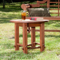 Dark Brown Round Outdoor End Table - Outdoor Side Tables