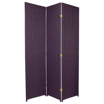 6' Tall Woven Fiber Room Divider, Special Edition, Deep Purple, 3 Panel