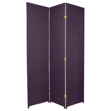 6' Tall Woven Fiber Room Divider, Special Edition, Deep Purple, 3 Panel