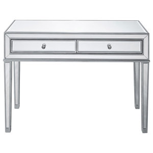 Pulaski Reverse Painted Glass Writing Desk In White Contemporary
