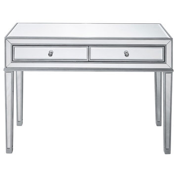 Desk 42" W X 18" D X 30" H, Antique Silver Paint