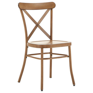 Haley Metal Dining Chairs, Set of 2, Oak