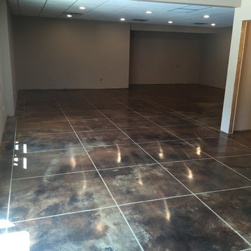 Polished and Stained Concrete with Custom Tile Cuts