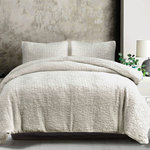 HiEnd Accents - Porto Metalasse Duvet Set, 3 Piece, Light Taupe, Twin - Porto Matelasse graces your bed with the textural beauty of abstract matelasse. Timeless and effortlessly elegant, matelasse presents a supple, rich tactile feel and soothing warmth-without the bulk. This set comes in vintage white and light taupe to match a variety of styles and palettes, creating a versatile classic or traditional base for your bedroom ensemble.