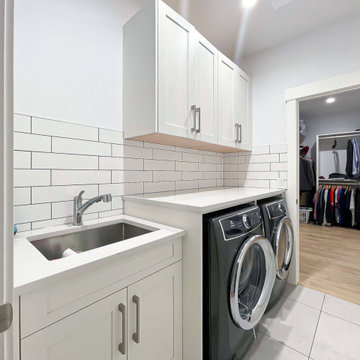 This Laundry Room with Our Wall Two-shelf Cabinets and A Base Sink Cabinet