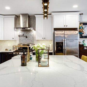 Eclectic White and Blue Kitchen Design Fairfax, VA