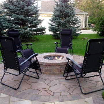 Screen Porch with Fireplace & Patio with Fire Pit