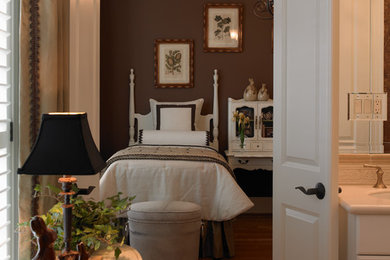 Kids' bedroom - small traditional girl kids' bedroom idea in Other with purple walls
