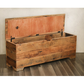 Blanket Trunk, Reclaimed Barn Wood Chest, Entry Way Storage Bench, Queen
