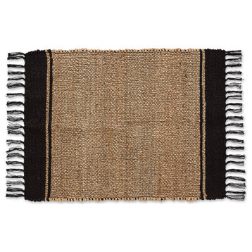 DII Black With Natural Jute Stripes Hand-Loomed Rug