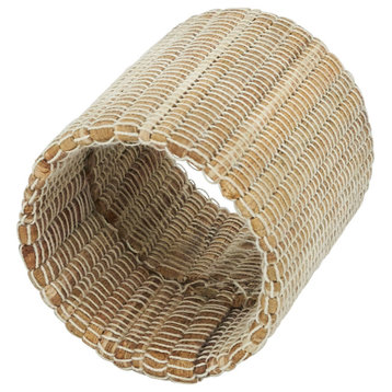 Shimmering Napkin Rings With Woven Nubby Design (Set of 4), Natural