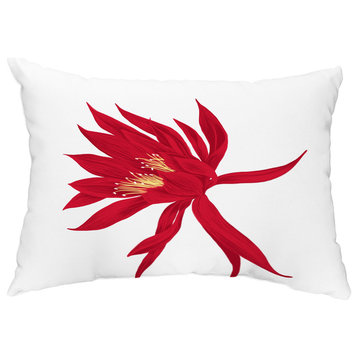 Hojaver 14"x20" Decorative Floral Outdoor Pillow, Red