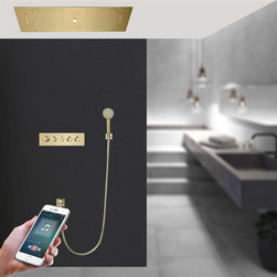 BathSelect Rainfall Musical Shower System With Hand Shower, Style E-Phone Control Light - Showerheads And Body Sprays