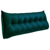 Button Tufted Bed Rest Body Positioning Pillow Headboard Cushion Velvet Cyan, 79x20x3 Inches