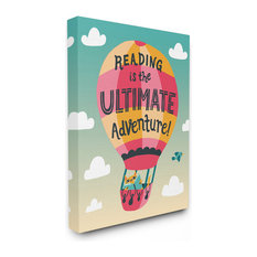 Reading Adventures Cat in a Hot Air Balloon with Clouds Canvas, 16"x20"
