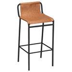 Meridian Furniture - Dax Black Faux Leather Counter Stool, Cognac - Hop up and take a seat at your breakfast bar with this Dax vegan leather counter stool. Featuring soft cognac vegan leather paired with a matte black metal frame, this counter stool makes a bold statement no matter what your decor style. Its contemporary design is perfect for the modern home, with its tall legs providing ample space for you to stretch your legs while you eat breakfast. A thin footrest wraps around the stool's legs, allowing you to rest your pups while enjoying your morning meal.