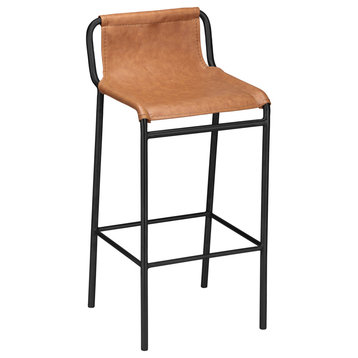 Dax Black Faux Leather Counter Stool, Cognac