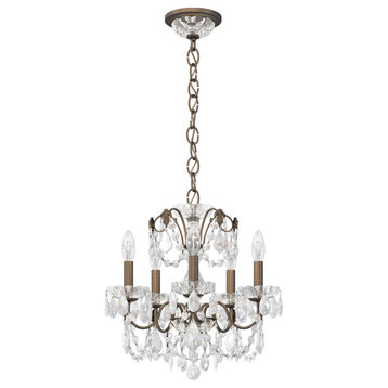 Century 5 Light Chandelier Etruscan Gold Clear Heritage Crystal