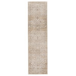Jaipur Living - Vibe by Jaipur Living Tajsa Medallion Gray/Gold Area Rug, 2'2"x8' - The Sinclaire collection is a vintage-inspired assortment of faded traditional designs for a casual yet glam statement. The Tajsa rug boasts an ornate center medallion with lustrous metallic details and a cream, gray, silver, and gold colorway. The sleek polyester and polypropylene fibers of this luxe rug lend a chameleon-like shine, offering the unique blend of modernity and timeless distressing.