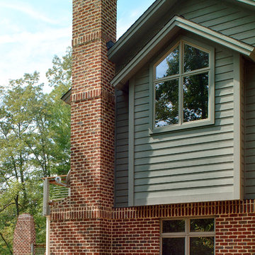 Master Bay Window above Game room, deck fireplace beyond