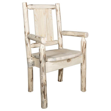 Montana Woodworks Wood Captain's Chair with Bronc Design in Natural