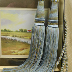 4 Colors QYM02 Faux Silk Curtain Tassel Tie Backs in Blue Color - Window Treatment Accessories