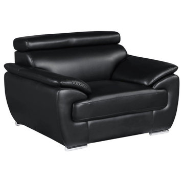 Nestore Premium Genuine Leather Match Chair, Black