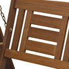 Classic Patio Porch Swing, Dark Red Wooden Construction With Teak Oil, 2 Seater