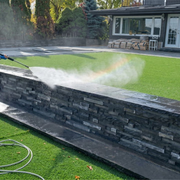 Artificial Grass , Retaining Wall & Pavers