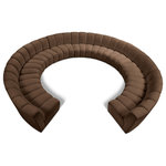 Meridian Furniture - Infinity Channel Tufted Velvet Modular Chair, Brown, 11 Piece - Create a seating group that works for every possible situation with this Infinity 11-piece sectional and other pieces in the Infinity collection. Upholstered in soft Brown velvet material that feels great against the skin and offers long-wearing beauty, this piece fits with other Infinity items for an infinite number of combinations that get your seating requirements just right but that look just as nice when used on their own.